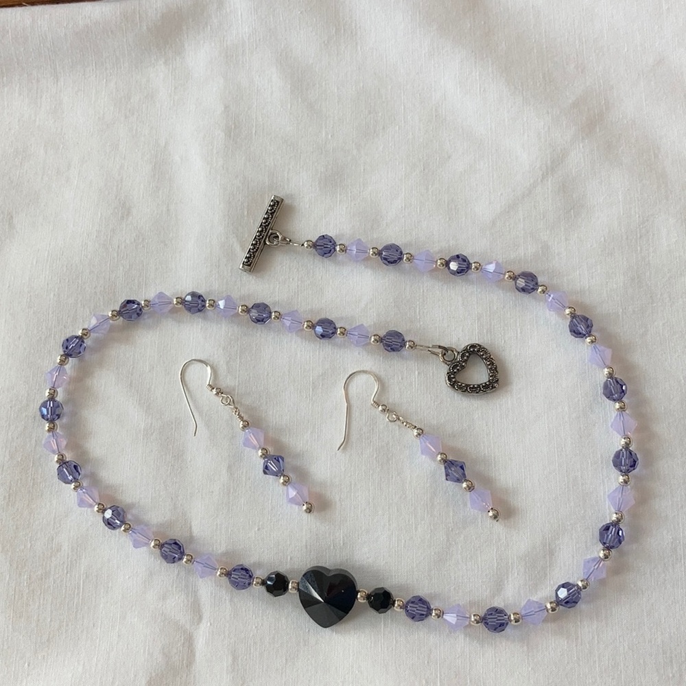 Swarovski Heart Necklace with Earrings